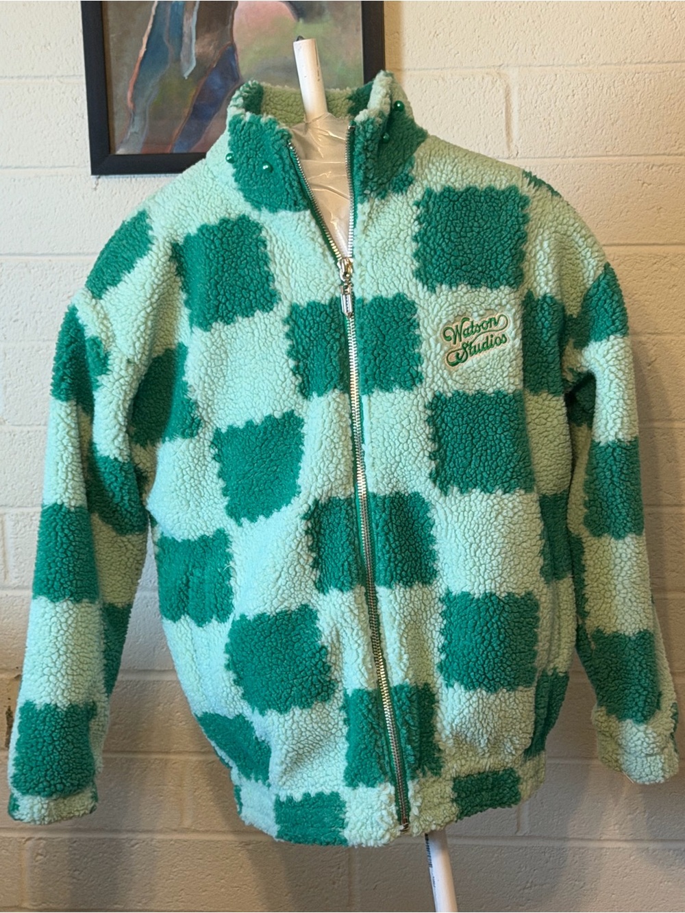 Watson Studios Green Checkered Fleece jacket